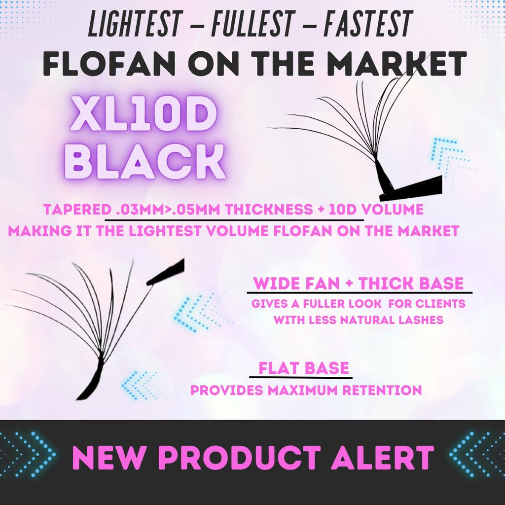 LLama Lashes Flofans – Pre-Made Volume Lash Fans | Easy Fan, Auto-Fanning, W Lash Style | 3D, 6D, 10D, XL10D | Mixed Length Lash Extensions in Black & Brown