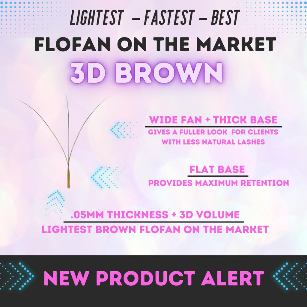 LLama Lashes Flofans – Pre-Made Volume Lash Fans | Easy Fan, Auto-Fanning, W Lash Style | 3D, 6D, 10D, XL10D | Mixed Length Lash Extensions in Black & Brown