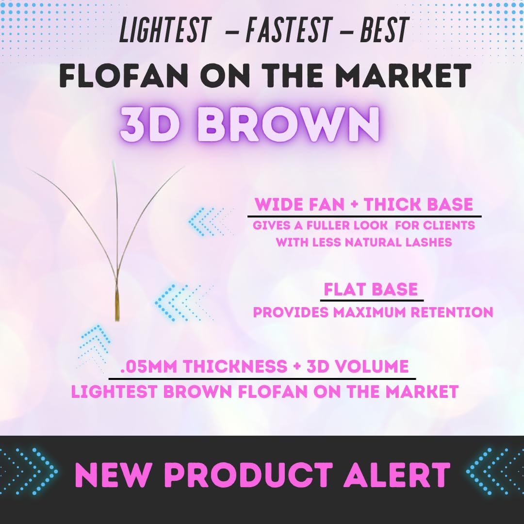 LLama Lashes Flofans – Pre-Made Volume Lash Fans | Easy Fan, Auto-Fanning, W Lash Style | 3D, 6D, 10D, XL10D | Mixed Length Lash Extensions in Black & Brown