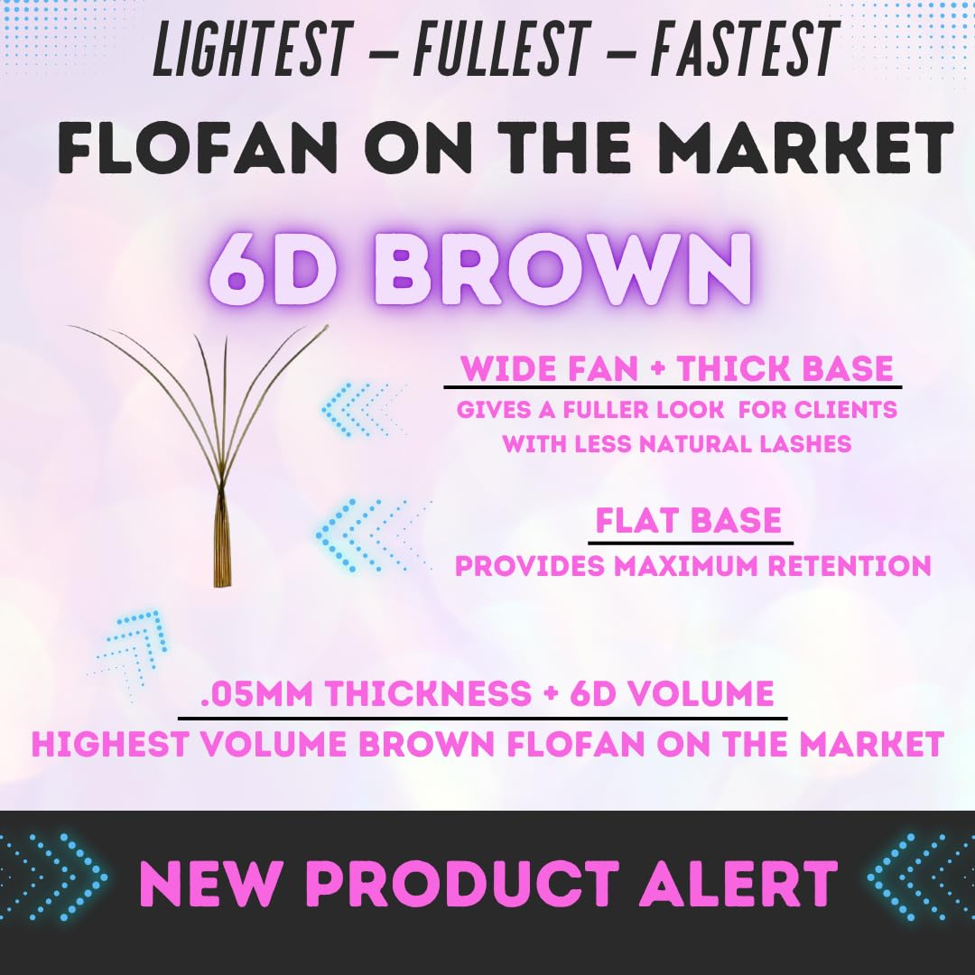 LLama Lashes Flofans – Pre-Made Volume Lash Fans | Easy Fan, Auto-Fanning, W Lash Style | 3D, 6D, 10D, XL10D | Mixed Length Lash Extensions in Black & Brown