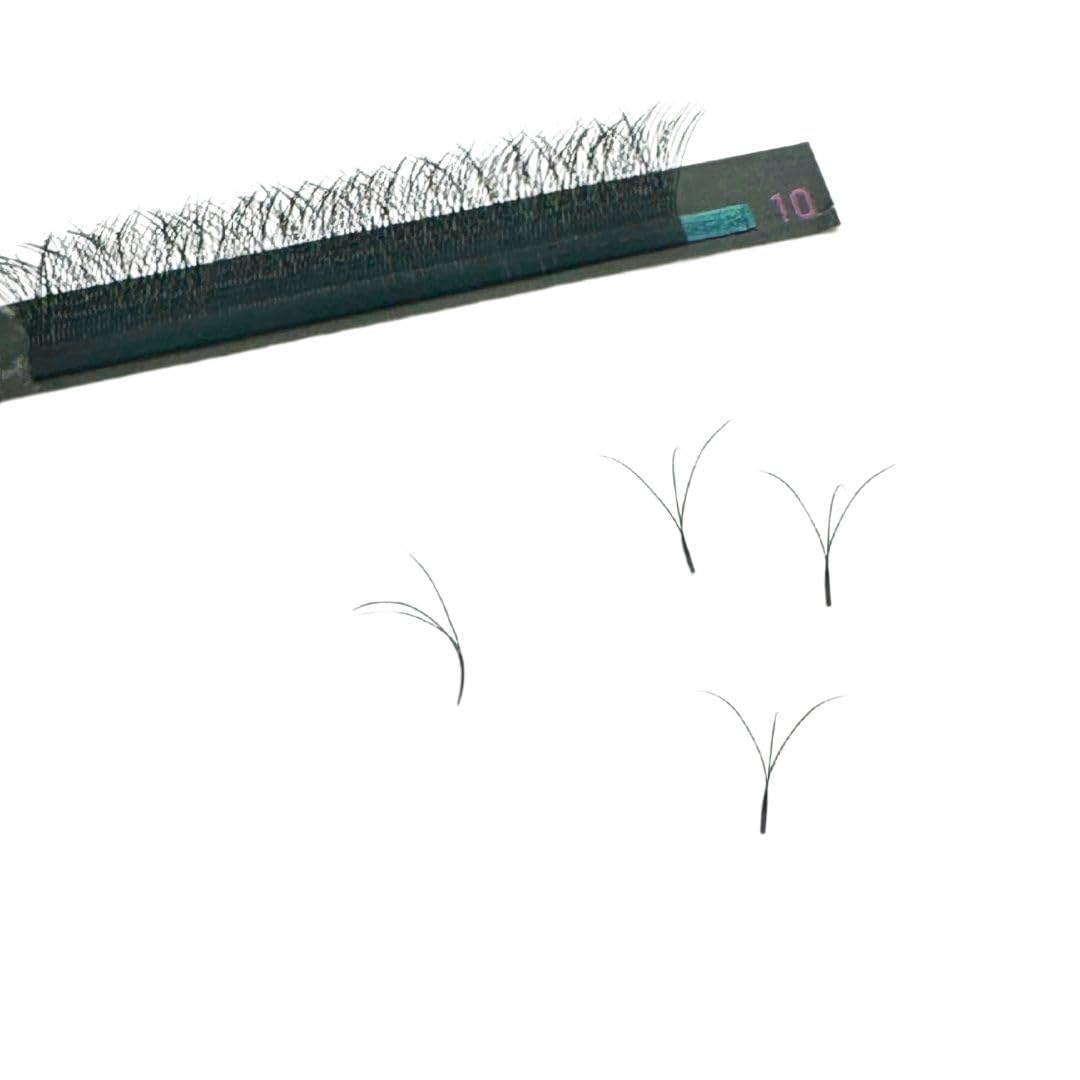 LLama Lashes Flofans – Pre-Made Volume Lash Fans | Easy Fan, Auto-Fanning, W Lash Style | 3D, 6D, 10D, XL10D | Mixed Length Lash Extensions in Black & Brown