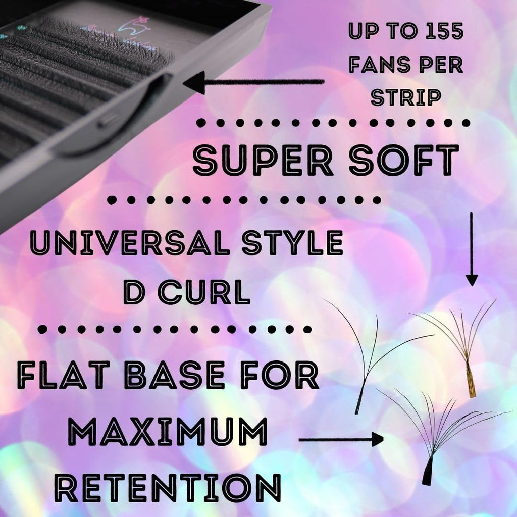 LLama Lashes Flofans – Pre-Made Volume Lash Fans | Easy Fan, Auto-Fanning, W Lash Style | 3D, 6D, 10D, XL10D | Mixed Length Lash Extensions in Black & Brown